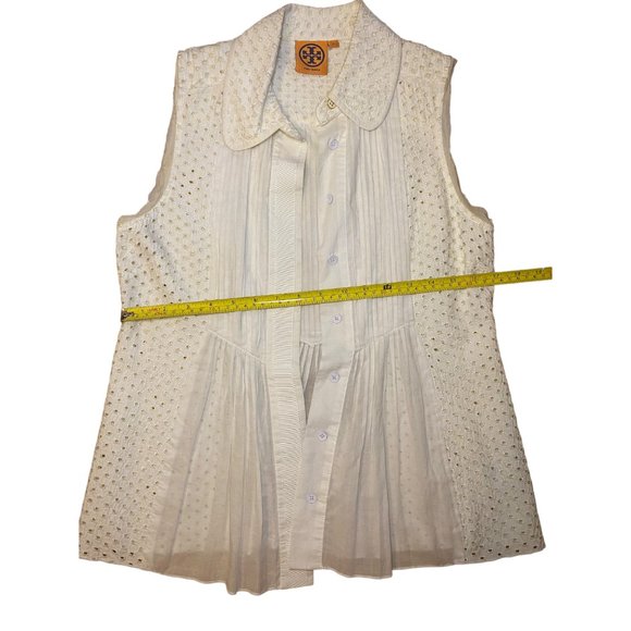 Tory Burch Cream Durell Sleeveless Eyelet Top - Picture 8 of 8